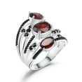 thumbnail image 1 of Natural Garnet Statement Ring, Birthstone Gemstone Ring in 925 Sterling Silver, 1 of 7