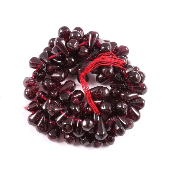 Natural Garnet Teardrop Beads, 4x7-5x8 MM Loose Garnet Gemstone Beads, 13" Premium Teardrop-Shaped Garnet Beads for Jewelry Making