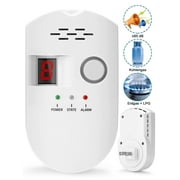 Fixdono Natural Gas Detector, Digital Sound Warning Gas Detector, Natural Gas Leak Security Detection Detector, Alarm Monitor Plug-in Sensor for Home Kitchen Restaurant Hotel School Warehouse