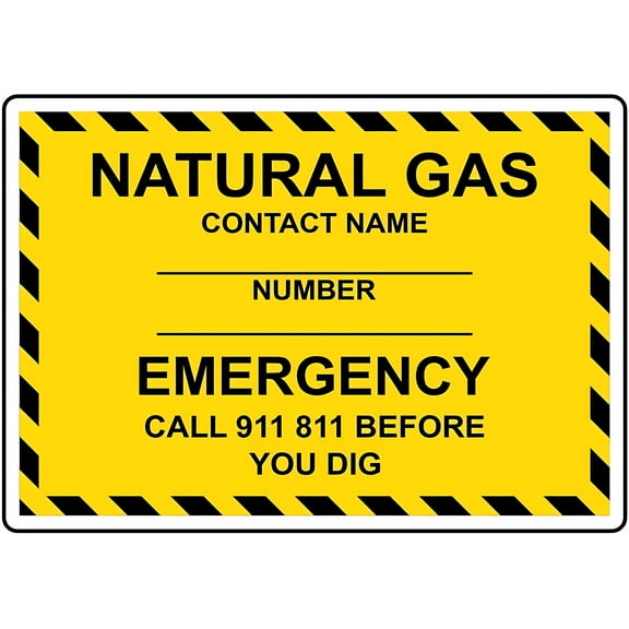 Natural Gas Emergency Contact Name Number Sign - 12×8 Inches, Metal Tin, Gas Line Safety Warning Decor