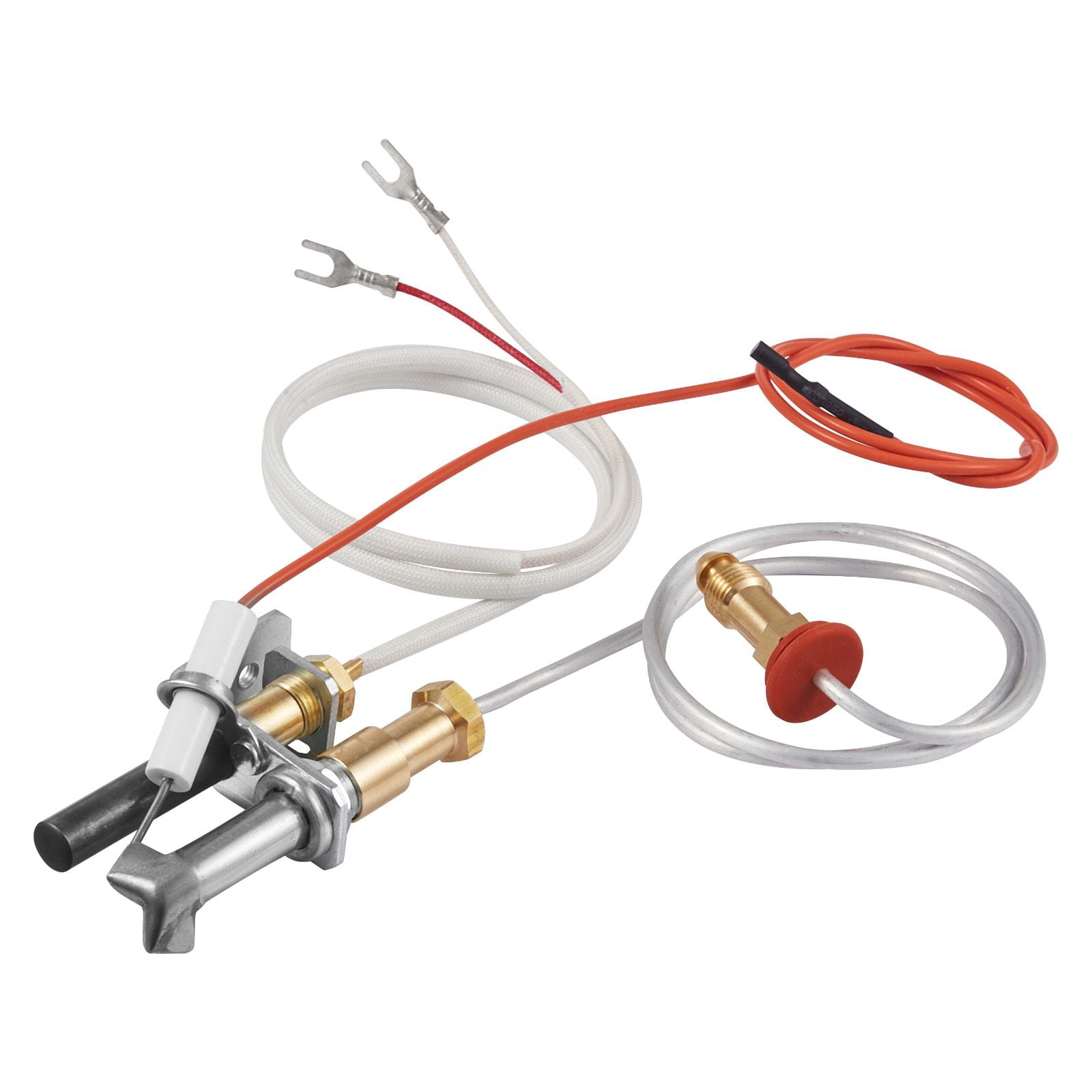 Natural Gas Fireplace Pilot Assembly, Two 24in Parts + 20in Thermopile Flame Monitoring, OEM Standard Replacement for Gas Fireplace Heating Stove