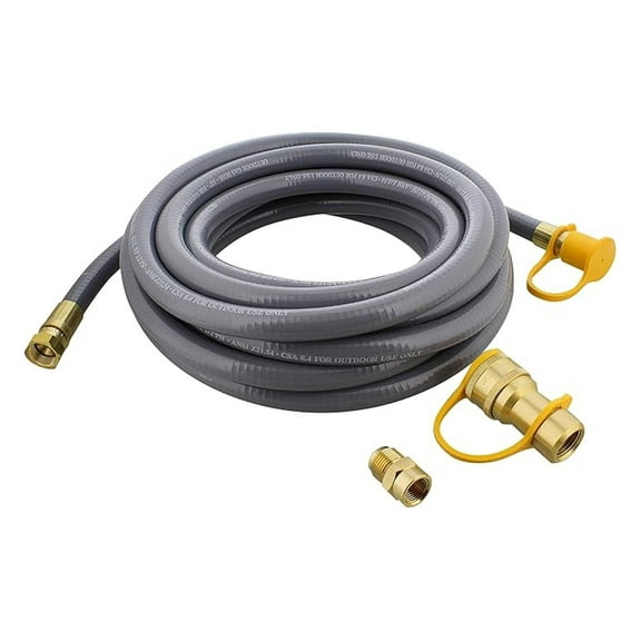 Natural Gas Grill Hose, 24ft - Flexible Gas Line Quick Connect Gas Hose 3/8in Female Flare to 1/2in Male Flare
