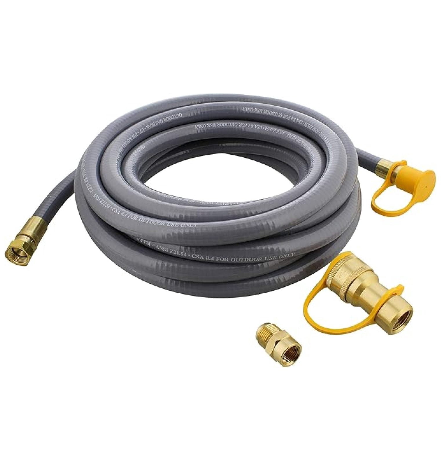 Natural Gas Grill Hose, 24ft - Flexible Gas Line Quick Connect Gas Hose 3/8in Female Flare to 1/2in Male Flare