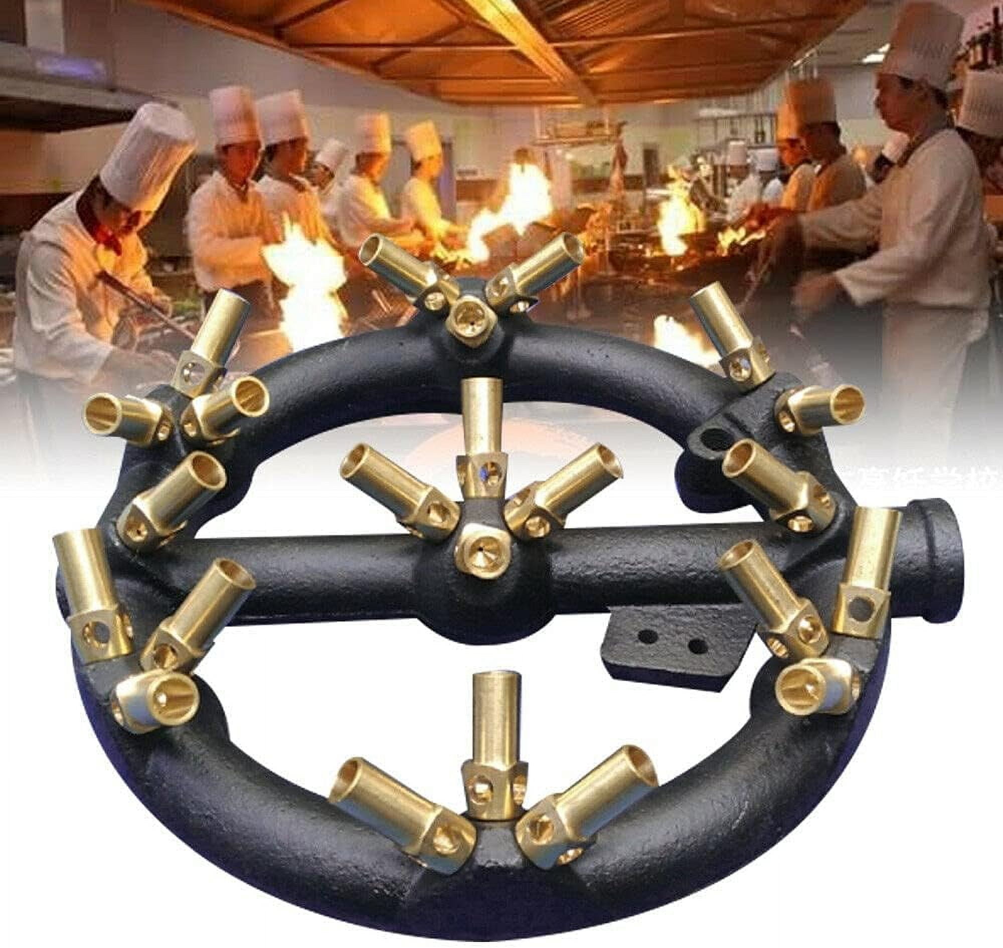 Natural Gas Jet Burner Cast Iron Body Brass Burner High Power Multi-nozzles Stove Jet Burner for Chinese Wok Range, Grilling, Stir Fry (23 Tips)