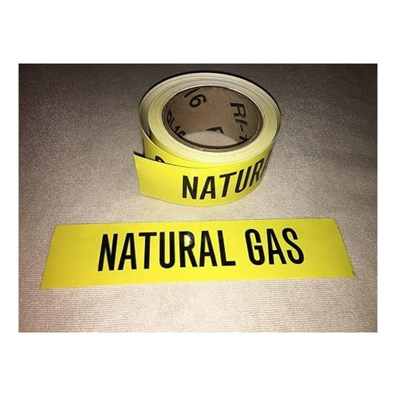 Natural Gas Pipe Markers - 72 Labels, ASME A13.1 Compliant, 2" x 9", Self-Adhesive - Gas Line Identification, Indoor/Outdoor Use, Industrial & Commercial