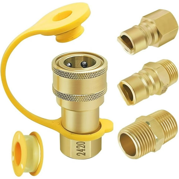 Natural Gas Quick Connect Fittings, 1/2" Propane Quick Connect Kit, Natural Gas Propane Hose Disconnect Kit, 1/2inch Male and Female Gas Line Quick Connect Fittings(4PCS)