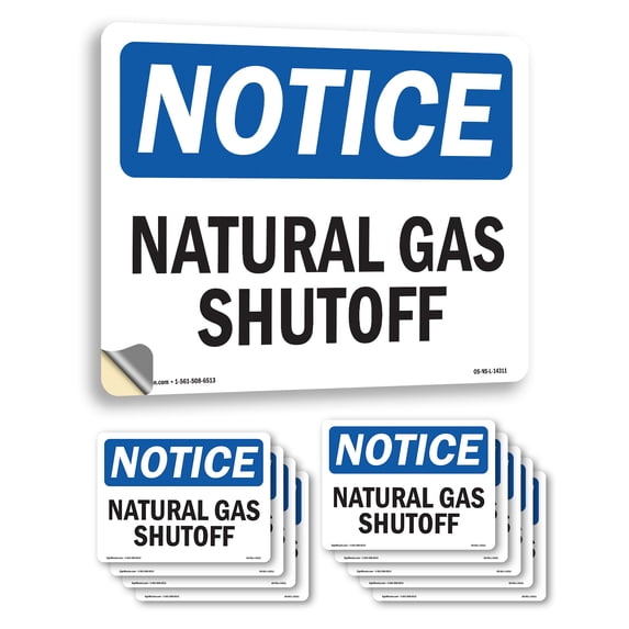 Natural Gas Shutoff OSHA Notice Vinyl Decal Label 24 Inch x 18 Inch ...