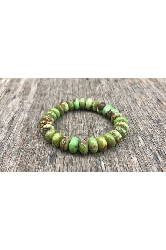 Natural Gaspeite 10mm Rondelle Shape Smooth Cut Beads Stretchable Bracelet for Men & Women.