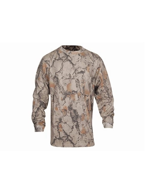 Men's Hunting Long Sleeve Crew Neck Pocket T Shirt Natural Gear Camo Large