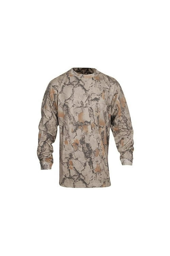 Men's Hunting Long Sleeve Crew Neck Pocket T Shirt Natural Gear Camo Medium