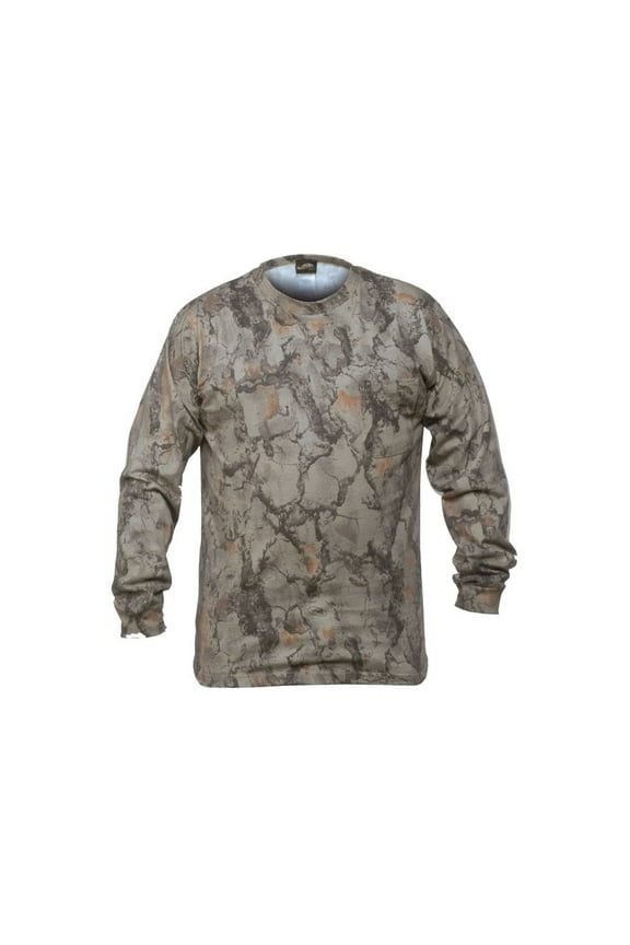 Men's Hunting Long Sleeve Crew Neck Pocket T Shirt Natural Gear Camo XL
