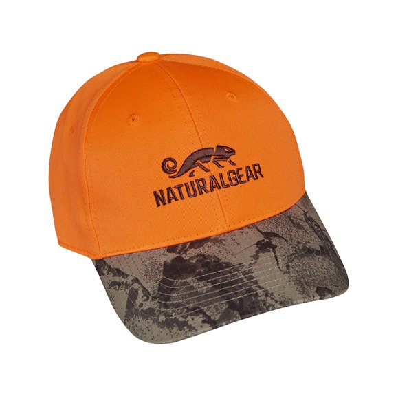 Natural Gear Mens 6 Panel Logo Hat Blaze Orange Camo