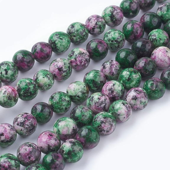Natural Gemstone Beads Strands Dyed Imitation Ruby in Zoisite Round Colorful 8mm Hole: 1mm about 49pcs/strand 15.7 inch Natural Gemstone