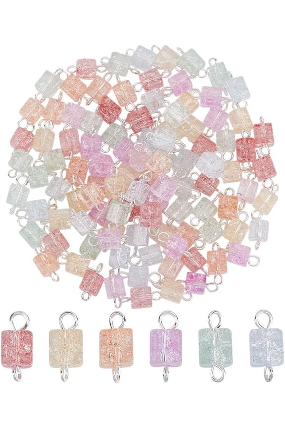 Natural Gemstone Charms Cube Connectors Pendants Natural Stone Dangle Charms with Brass Double Loops for DIY Bracelets Earring Necklace Jewelry Making