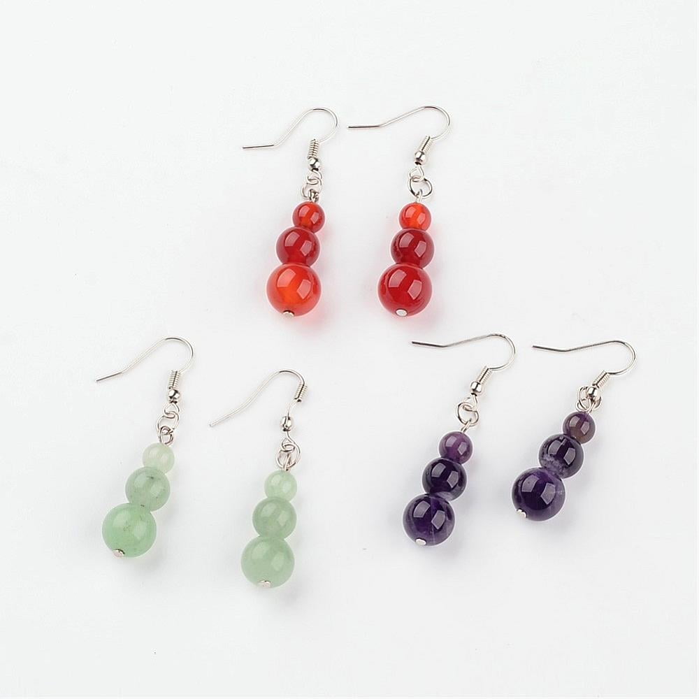 Natural Gemstone Dangle Earrings with Brass Earring Hooks 49mm Pin: 0.6mm Material Natural Mixed Stone