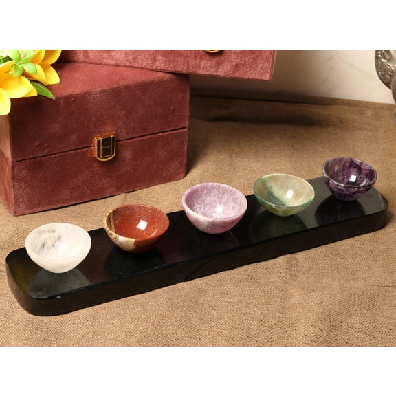 Natural Gemstone Dip Sauce Serving Bowl Tray with Gift Box