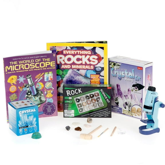 Natural Gemstone Discover Kit - Handheld Microscope, Natural Gemstone Set + More