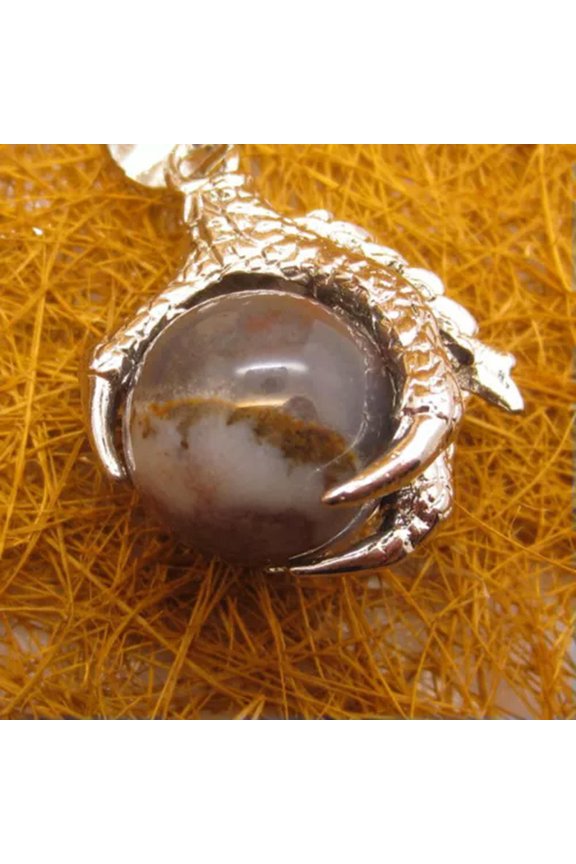 Natural Gemstone Dragon Claw Ball Reiki Chakra Healing Pendant Necklaces Beads