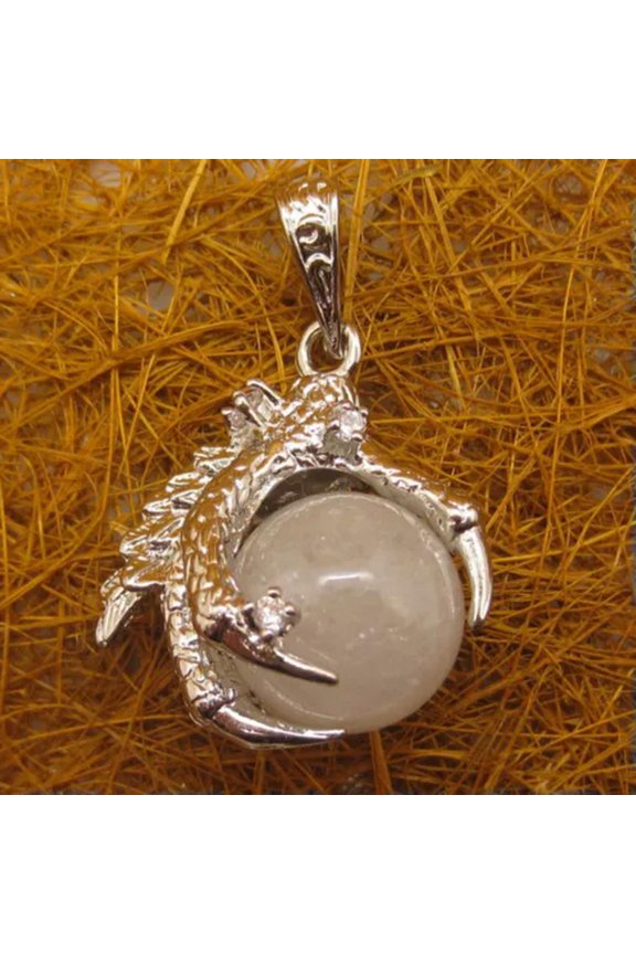 Natural Gemstone Dragon Claw Ball Reiki Chakra Healing Pendant Necklaces Beads