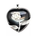 thumbnail image 1 of Natural Gemstone Heart Silver Plated Rose Flower Reiki Chakra Pendant Charm Bead, 1 of 9