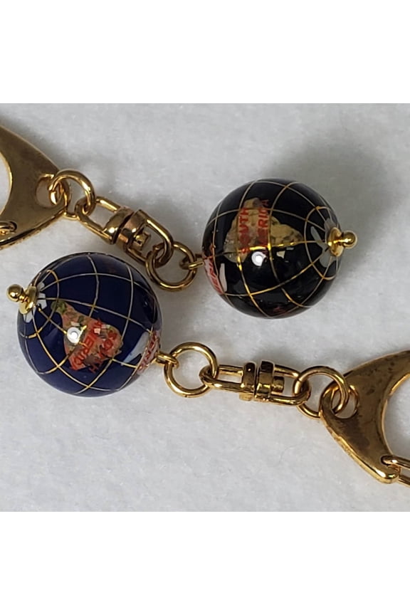 Natural Gemstone Inlayed Spinning/Fidget World Globe Keychain