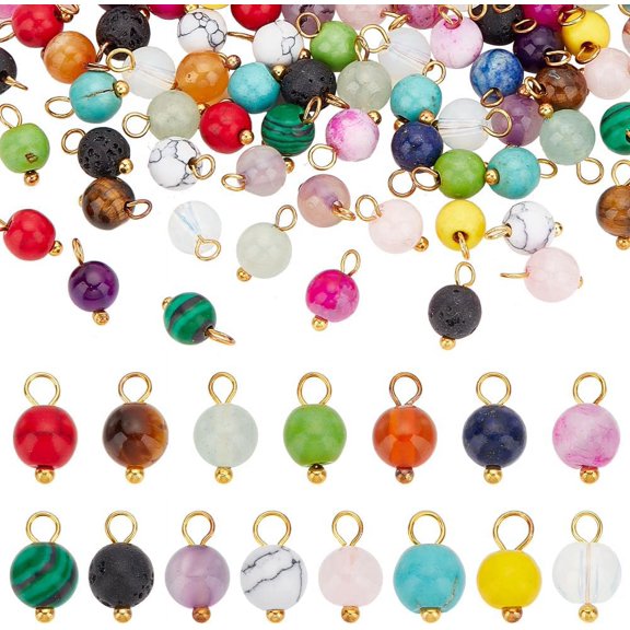 Natural Gemstone Pendants & Charms - Stone Charms for DIY Crafts Golden