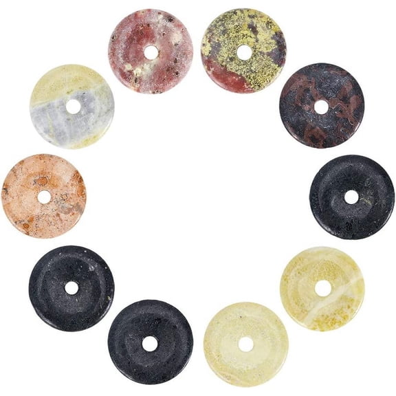 Natural & Gemstone Pendants Donut/Pi Disc Dyed Donut Width: 13.5~16mm 33~40x4~5mm Hole: 6~8mm