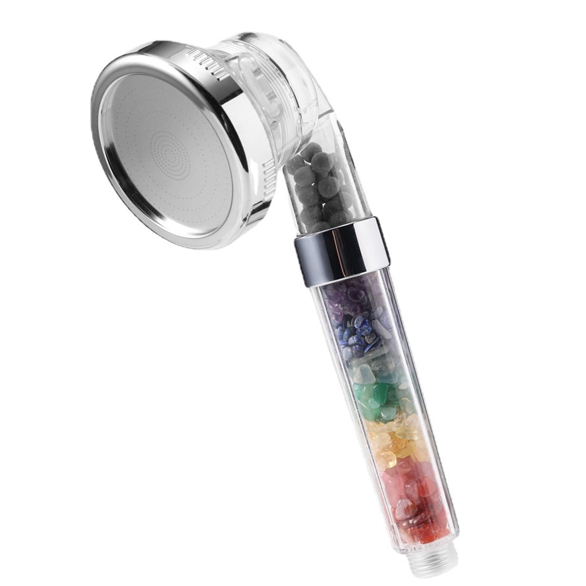 Natural Gemstones 7 Chakra Crystal Gravel SPA Shower Head Amethyst Rose Quartz High Pressure Water Saving Negative Ion Filter--