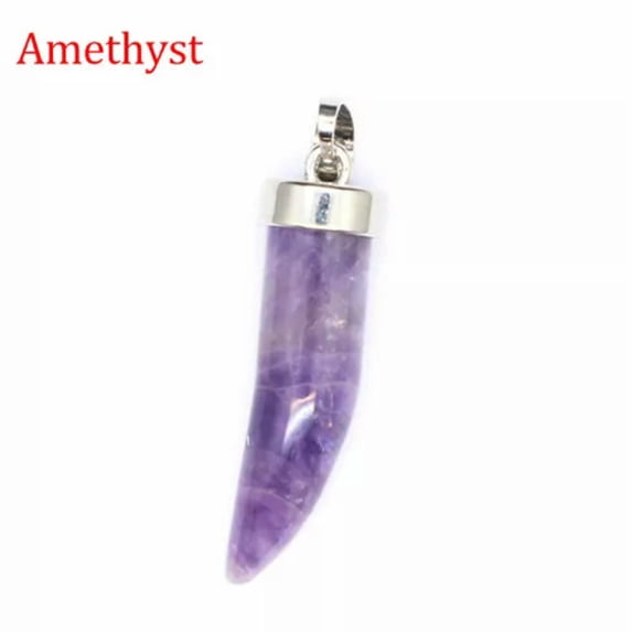 Natural Gemstones Ox Horn Bull Horn Reiki Chakra Healing Pendant Beads Silver