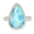 Natural Genuine Larimar Dominican Republic 925 Silver Ring s.8.5 ALLR