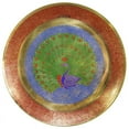 thumbnail image 1 of Natural Geo Colorful Peacock Decorative Brass Accent Plate in Gold, 1 of 4