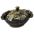 thumbnail image 1 of Natural Geo Decorative Black/Gold Brass Pot Oval Bowl with Lid, 1 of 3