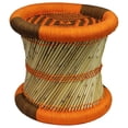 thumbnail image 1 of Natural Geo Decorative Handwoven Orange/Brown Accent Stool, 1 of 5