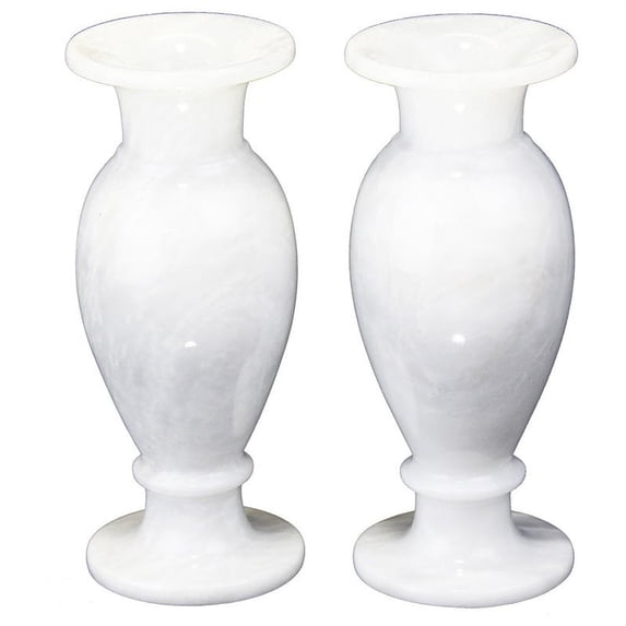 Natural Geo Decorative Marble White 8" Table Vase (Set of 2)