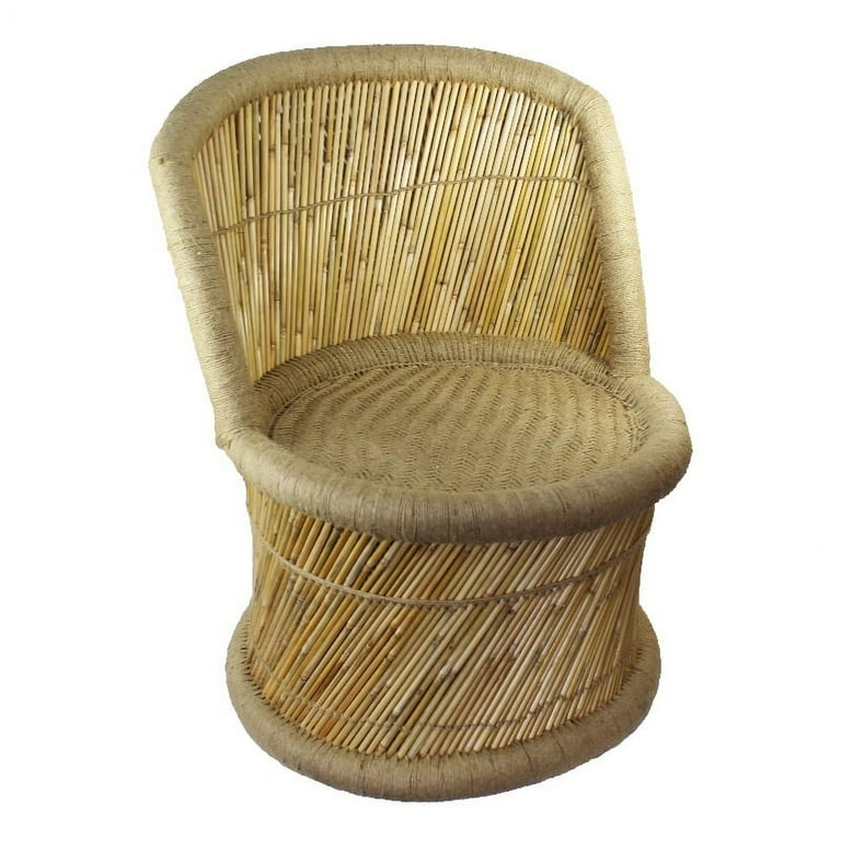 Natural Geo Handwoven Jute Decorative Large Chair Set of 2
