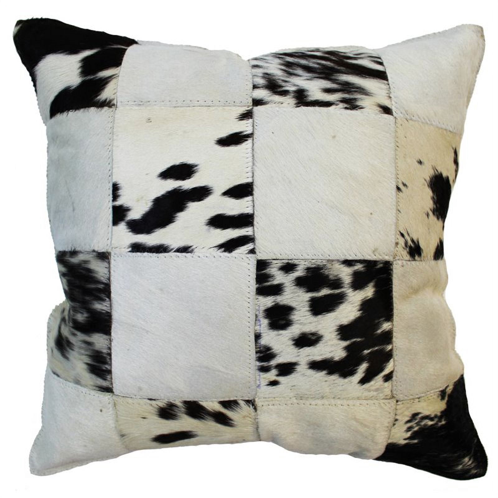 Natural Geo Herd Cowhide Square Decorative Throw Pillow Black/White