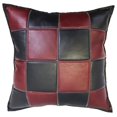 thumbnail image 1 of Natural Geo Maroon/Black Voguish Leather Geometric Pillow, 16" X 16", 1 of 4