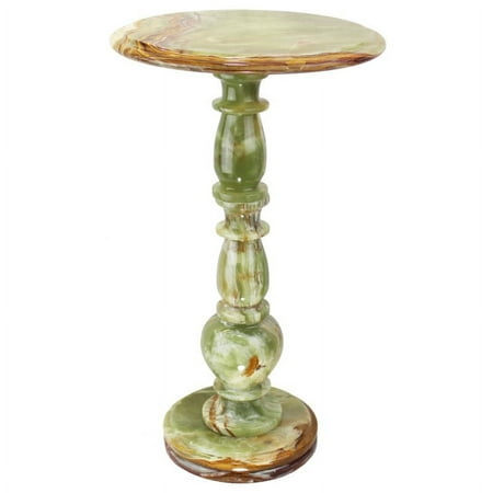 Natural Geo Multi-Color Onyx Round End Accent Table