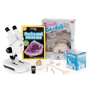 Natural Geode Adventure Kit 0X Stereo Microscope, Natural Geode Exploration Set