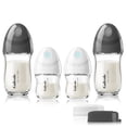 thumbnail image 1 of Gulicola Natural Glass Baby Bottles Set 4 Pack, Newborn Boy Breastfeeding Bottles with Slow Flow Nipples, 0 Months+, 3 oz & 5 oz - Black/White, 1 of 7