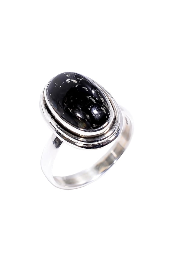 Natural Goden Blue Flash Nuummite Gemstone 925 Sterling Silver Handmade Statement Ring Gift Jewelry for Her and Him