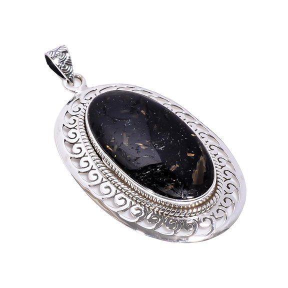 Natural Golden Blue Fire Gemstone 925 Sterling Silver Design Statement Pendant Gift for Her