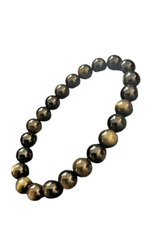 Natural Golden Obsidian 8mm Round Shape Smooth Cut Beads Stretchable Bracelet For Men & Women. Unisex Bracelet