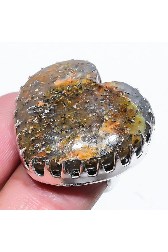 Natural Golden Pyrite Gemstone Handmade 925 Sterling Silver Ring Size 6