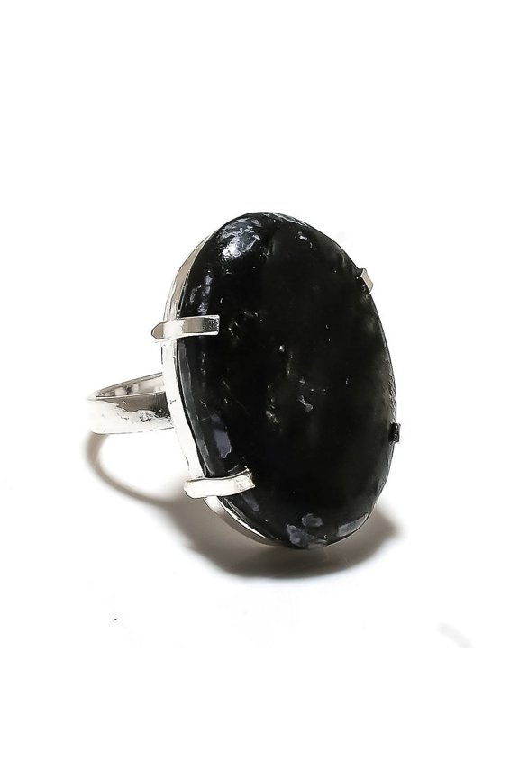 Natural Golden Pyrite Gemstone Handmade 925 Sterling Silver Ring Size 9