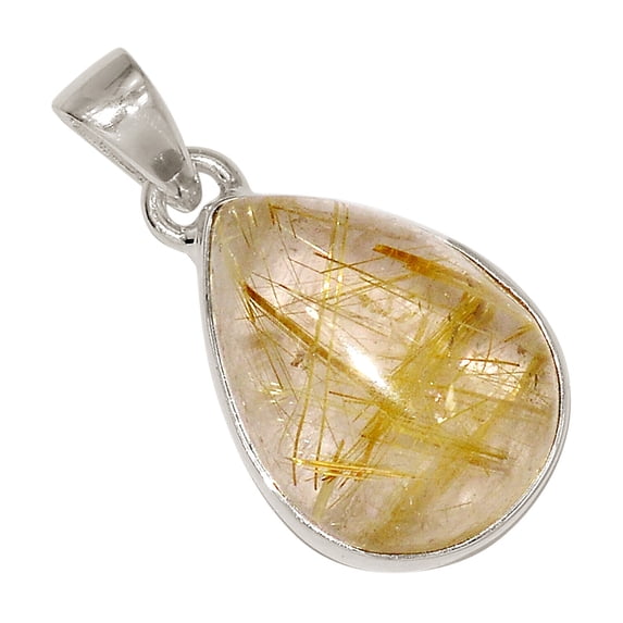 Natural Golden Rutile - Brazil 925 Sterling Silver Pendant Jewelry ALLP-26904