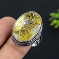 thumbnail image 1 of Natural Golden Rutile Gemstone 925 Sterling Silver Gift Jewelry Ring Size 9.5, 1 of 2