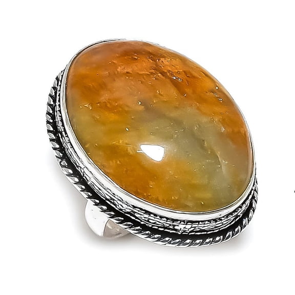 Natural Golden Rutile Gemstone 925 Sterling Silver Jewelry Ring Size 8.5