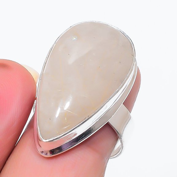Natural Golden Rutile Gemstone 925 Sterling Silver Jewelry Ring Size 8.5