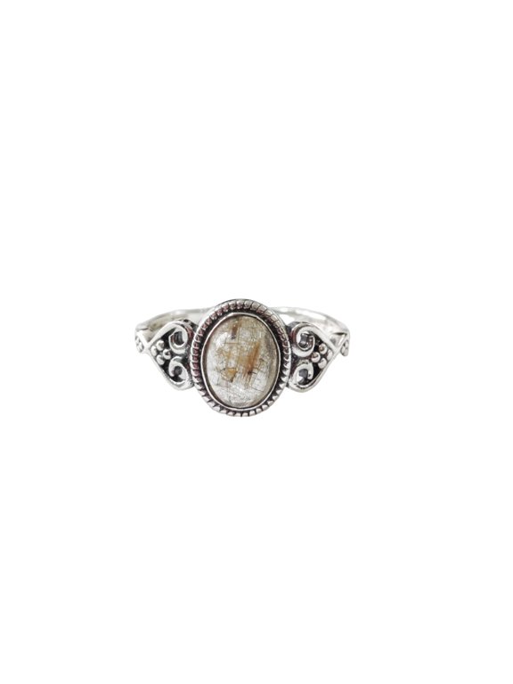 Natural Golden Rutile Ring, Golden Rutilated Quartz Gemstone Ring, Tiny Bohemian Ring, 925 Sterling Silver, Designer Womens Ring, Christmas Thanksgiving, Handmade Statement Jewelry, Natural Rutile